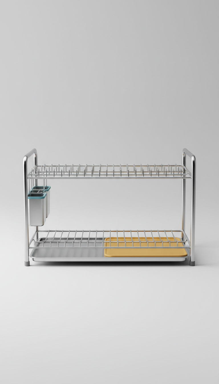 Stainless steel dish rack with drip tray